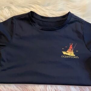Ocean + Coast Navy T-Shirt with Boat Graphic